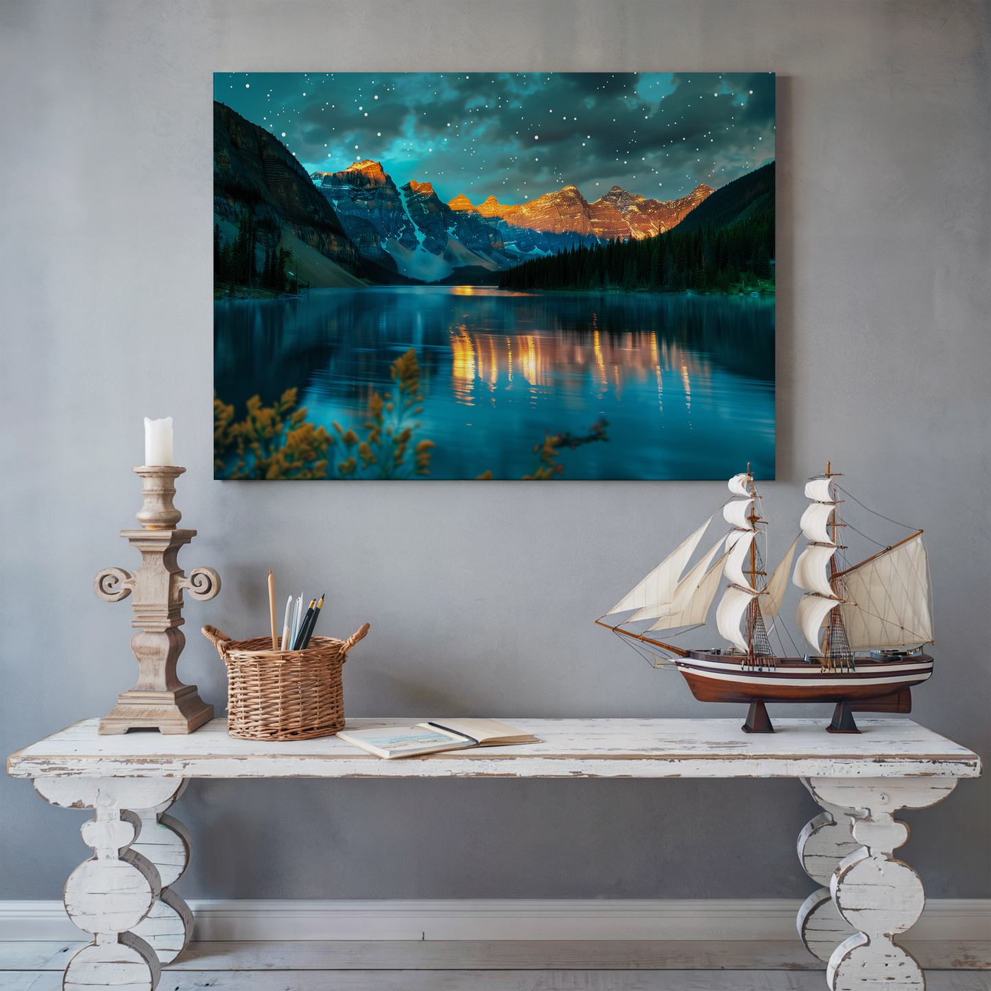 Celestial Peaks – Starry Mountain Lake