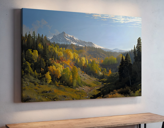 Snowy Alpine Peaks & Golden Autumn Trees