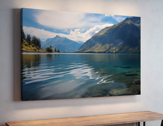 Peaceful Alpine Lake With Forest Shore