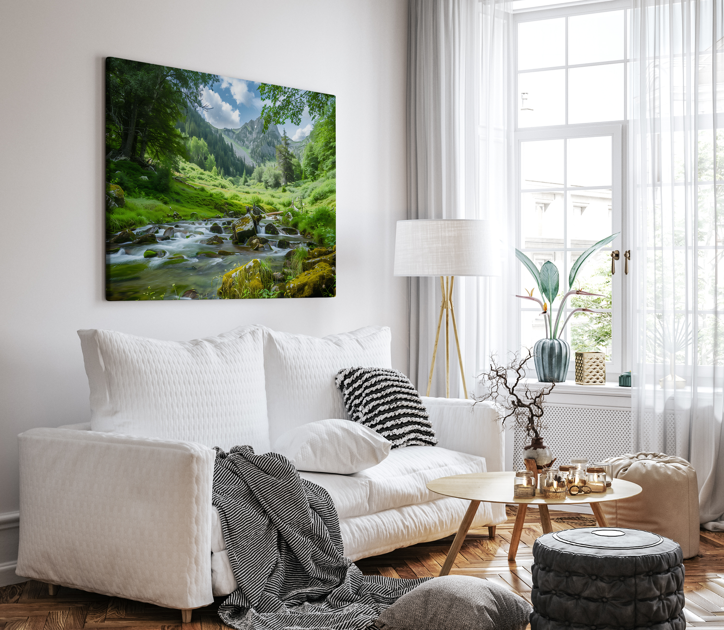 Sunlit Alpine Meadow Stream