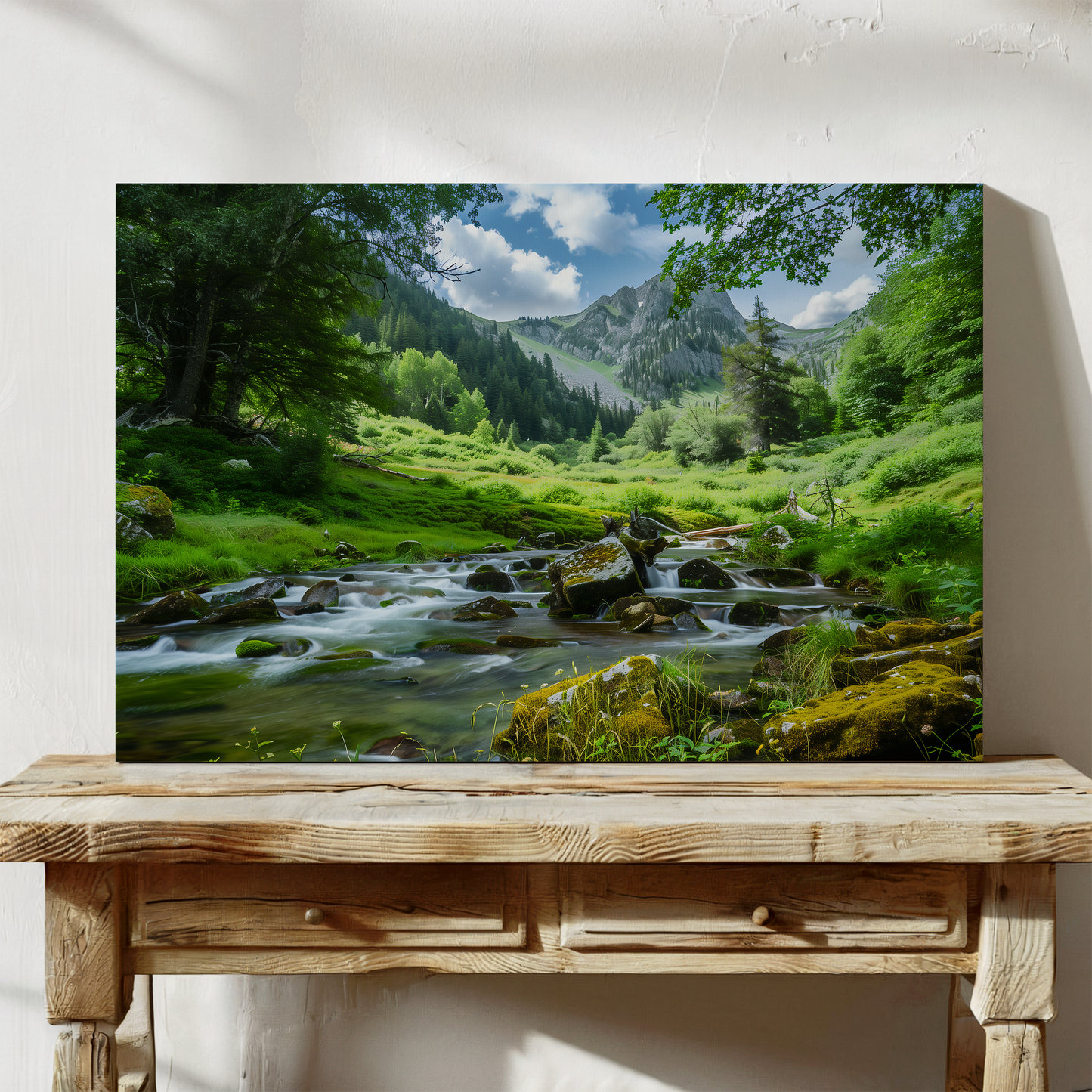 Sunlit Alpine Meadow Stream