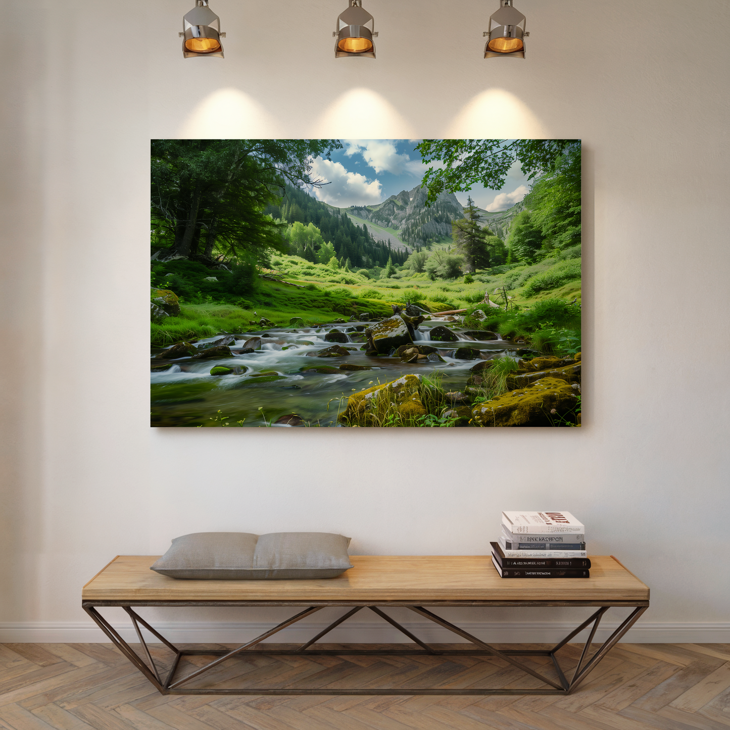 Sunlit Alpine Meadow Stream