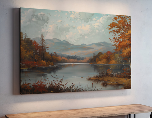 Golden Trees and Still Water in Fall
