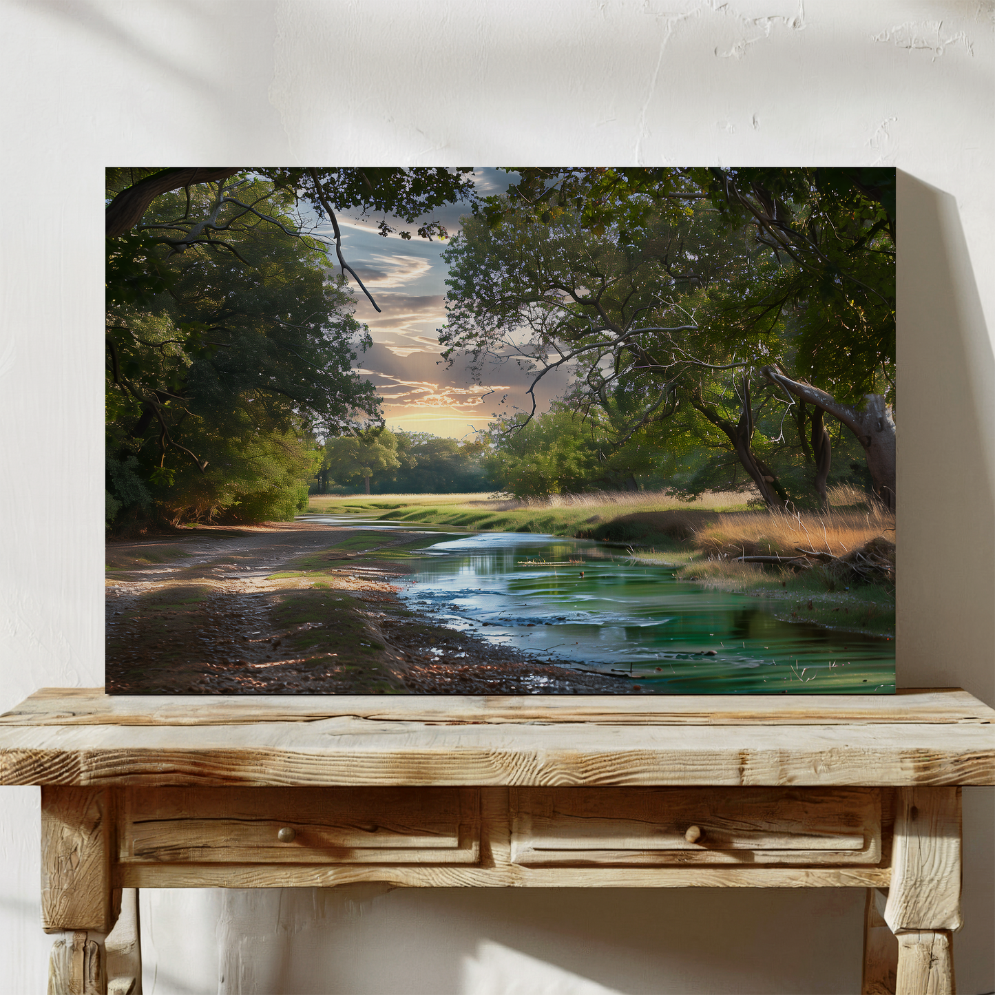 Twilight Path Beside Forest Stream