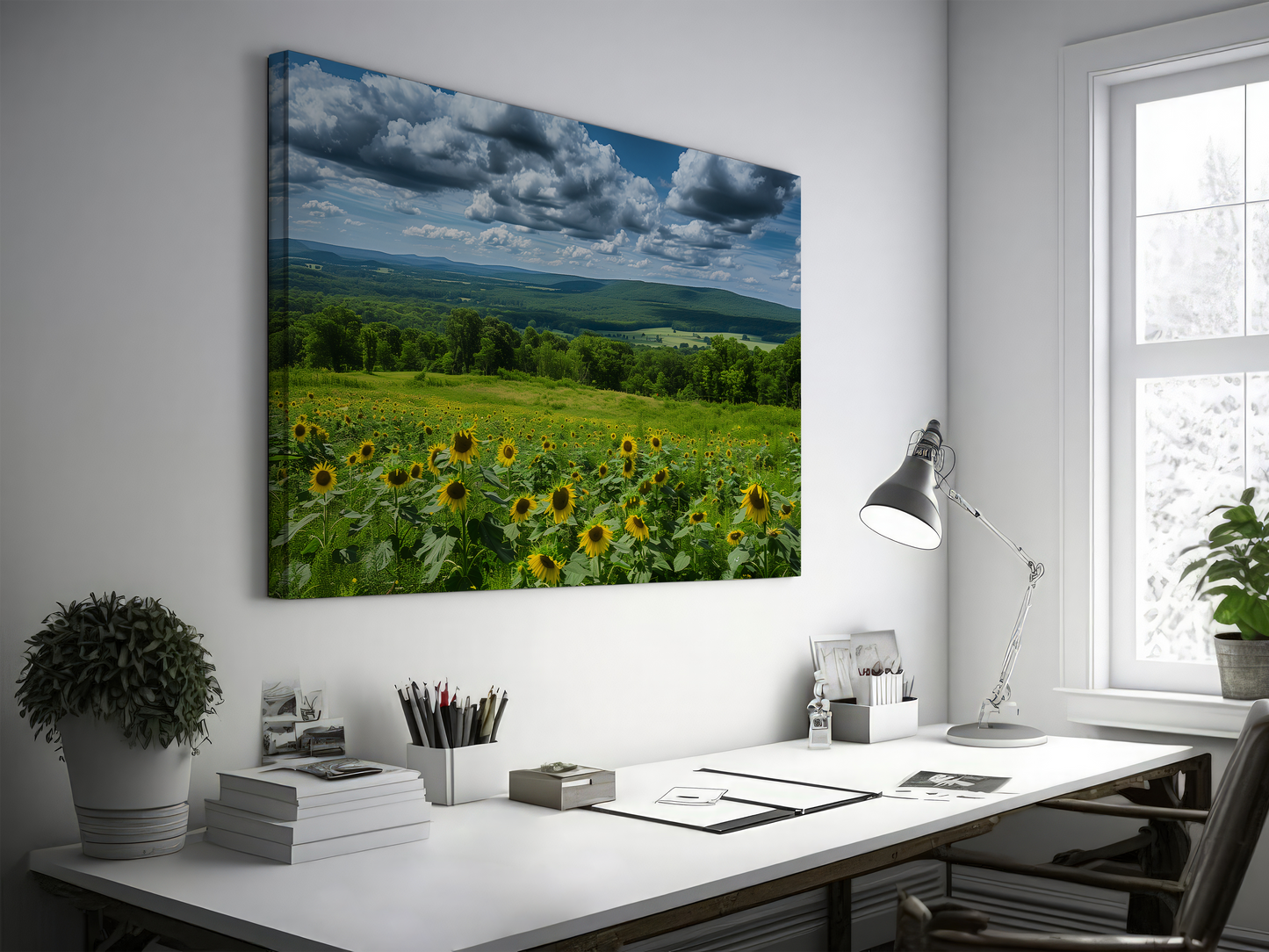 Sunflowers and Farmland Hills