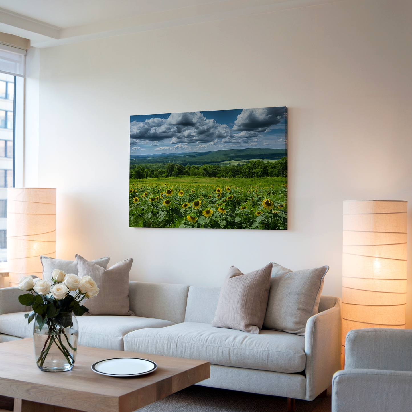 Sunflowers and Farmland Hills