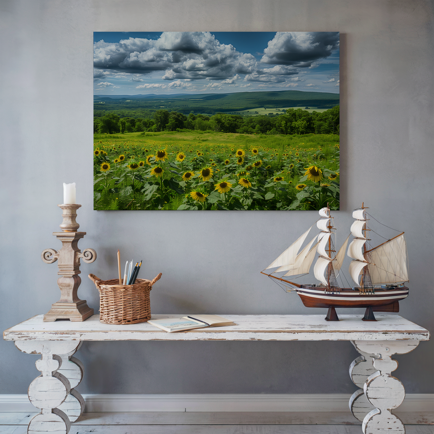 Sunflowers and Farmland Hills
