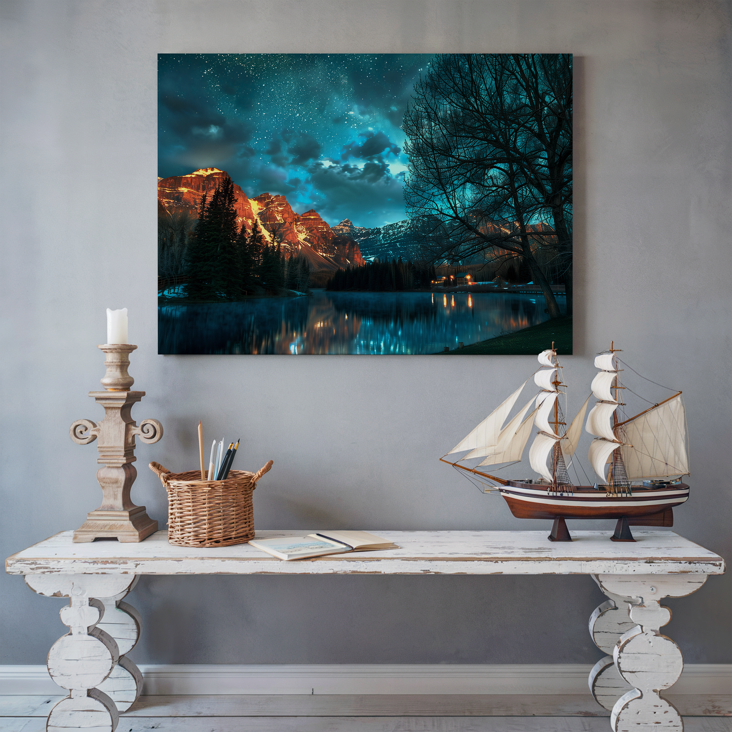 Starry Night Over Mountain Lake