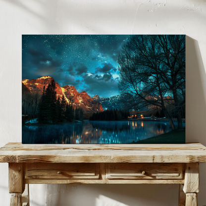 Starry Night Over Mountain Lake